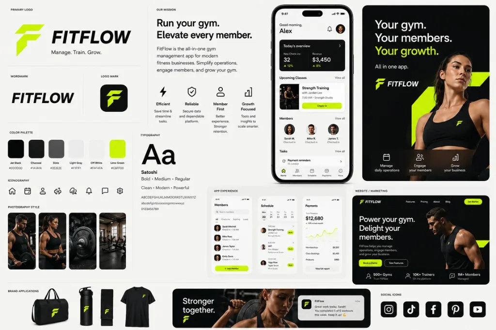 Gym management app — check-in, members, revenue