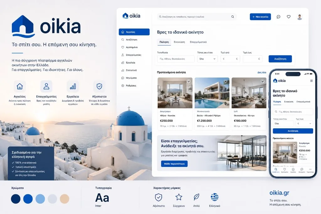 Real-estate platform — listings on desktop and mobile